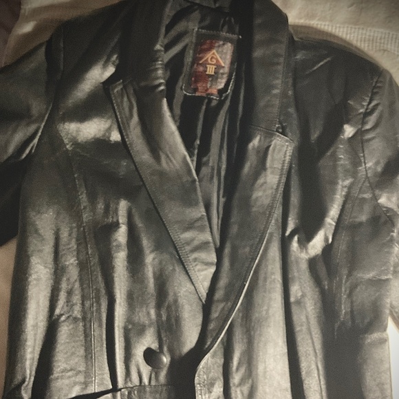 Vintage Women’s G-Ill Leather Trench Coat Jacket Full Length Retro Black Small - Picture 8 of 8